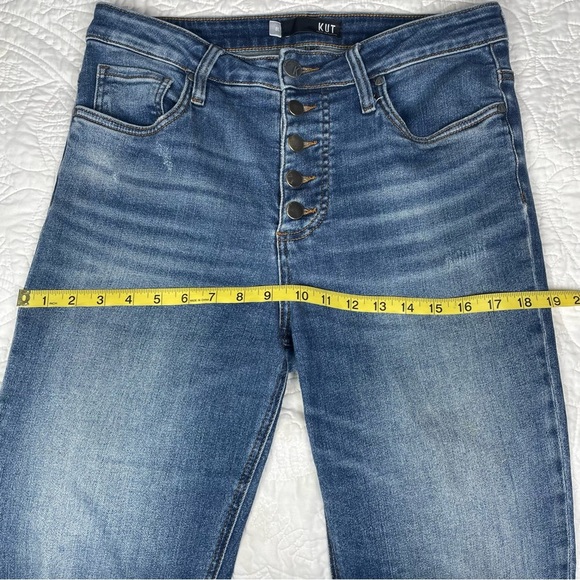 KUT from the Kloth Straight Leg High Rise Jeans Button Fly Distressed 8L - Picture 12 of 14